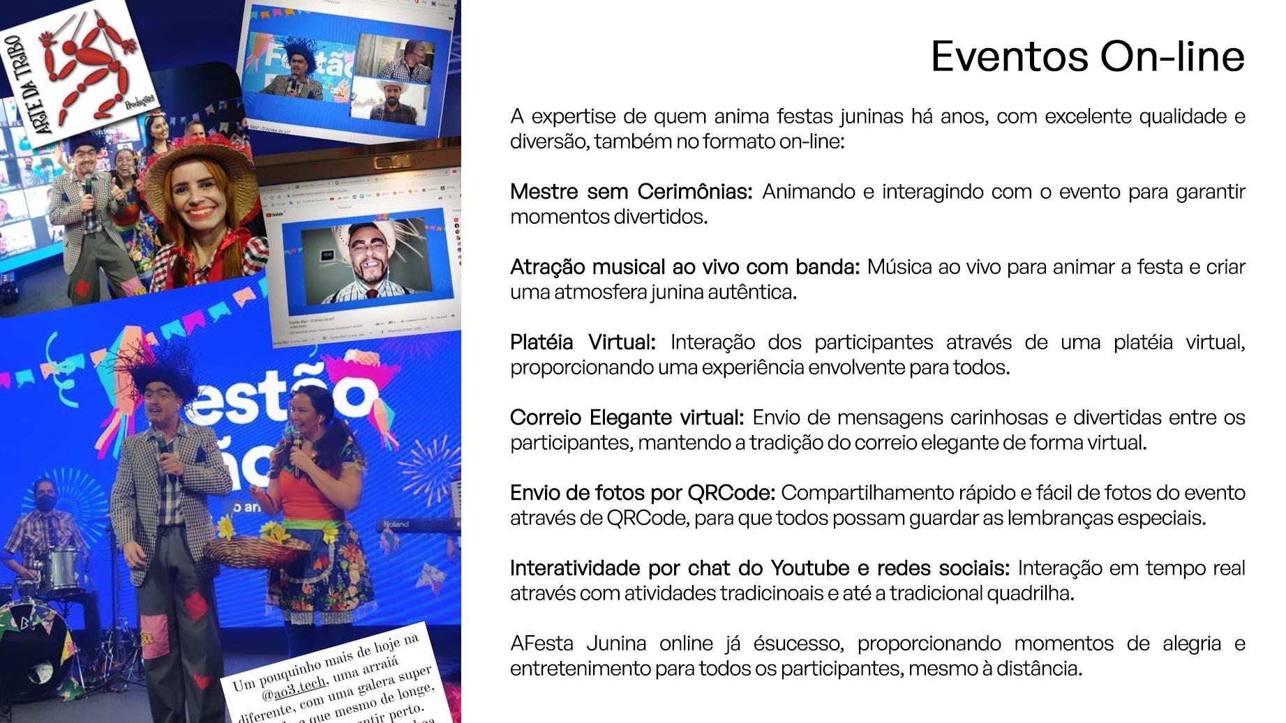 Evento online com apresentadores